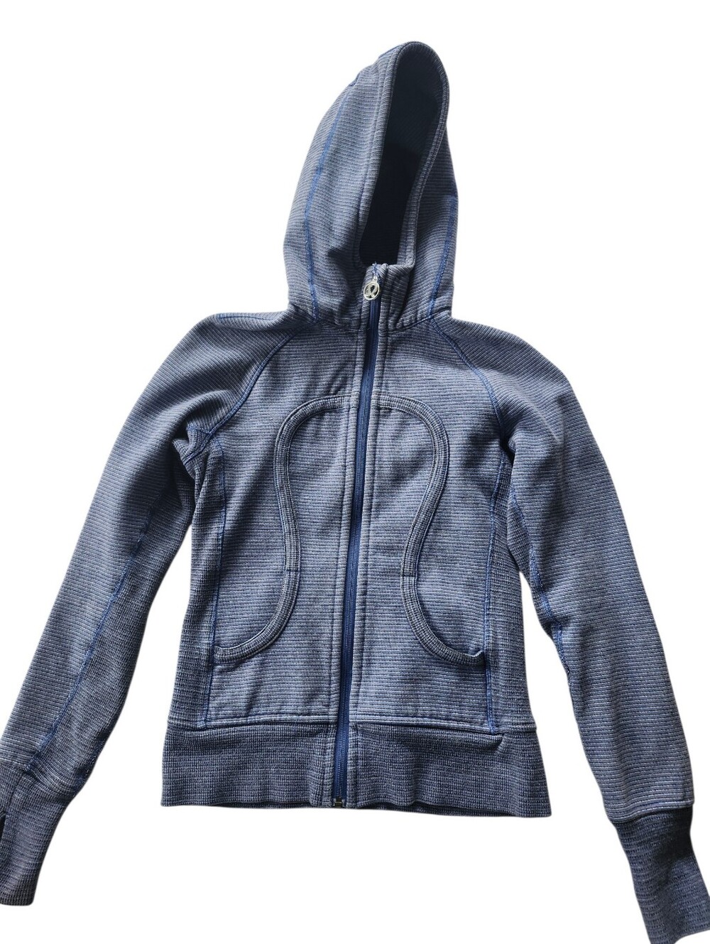 Lululemon Vintage Classic Scuba Hoodie *Wee Stripe Rocksteady Blue Sz 4